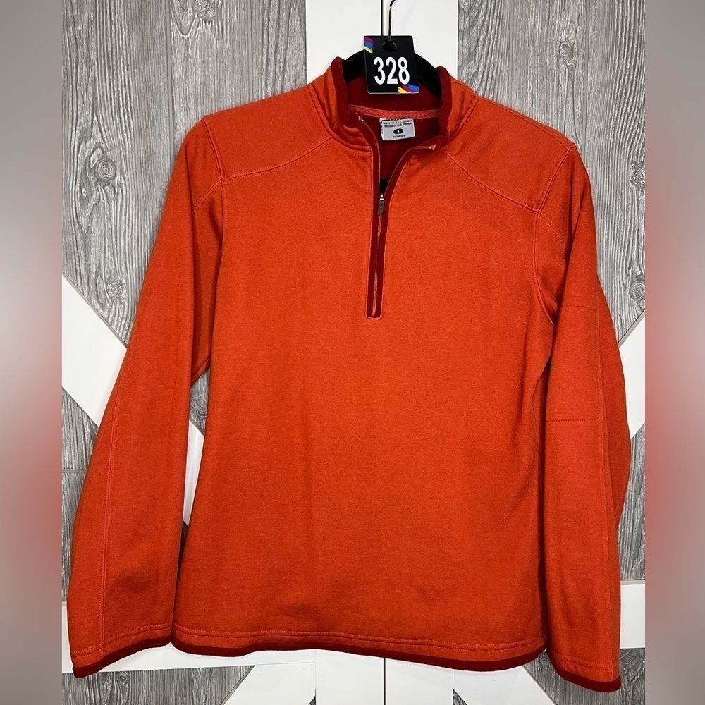 328. Columbia 1/4 Zip Pullover Orange w/maroon red trim. - Picture 1 of 11